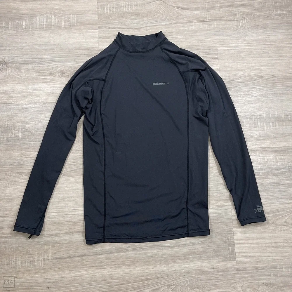 Patagonia Men's RO Surf Shirt Rashguard Long Sleeve Swim Beach L Black
